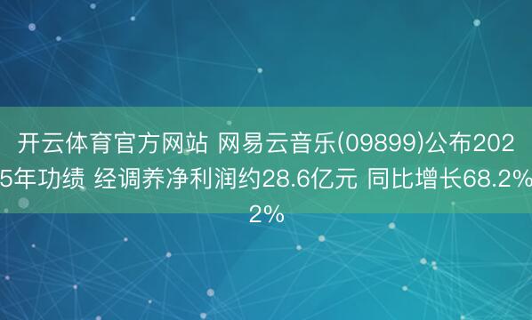 开云体育官方网站 网易云音乐(09899)公布2025年功绩 经调养净利润约28.6亿元 同比增长68.2%