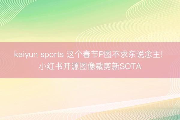 kaiyun sports 这个春节P图不求东说念主! 小红书开源图像裁剪新SOTA
