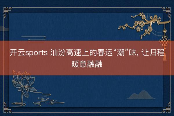 开云sports 汕汾高速上的春运“潮”味， 让归程暖意融融