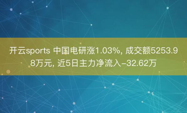 开云sports 中国电研涨1.03%， 成交额5253.98万元， 近5日主力净流入-32.62万