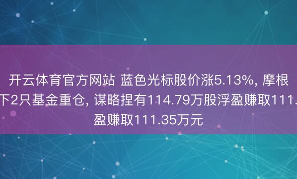 开云体育官方网站 蓝色光标股价涨5.13%， 摩根基金旗下2只基金重仓， 谋略捏有114.79万股浮盈赚取111.35万元