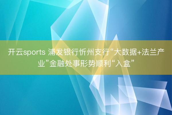 开云sports 浦发银行忻州支行“大数据+法兰产业”金融处事形势顺利“入盒”