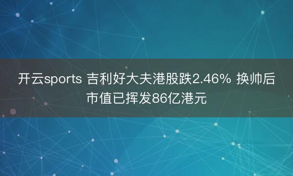 开云sports 吉利好大夫港股跌2.46% 换帅后市值已挥发86亿港元