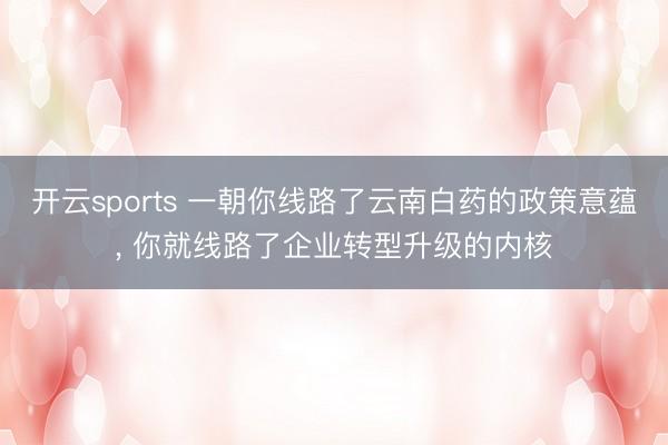 开云sports 一朝你线路了云南白药的政策意蕴， 你就线路了企业转型升级的内核