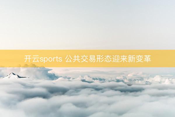 开云sports 公共交易形态迎来新变革