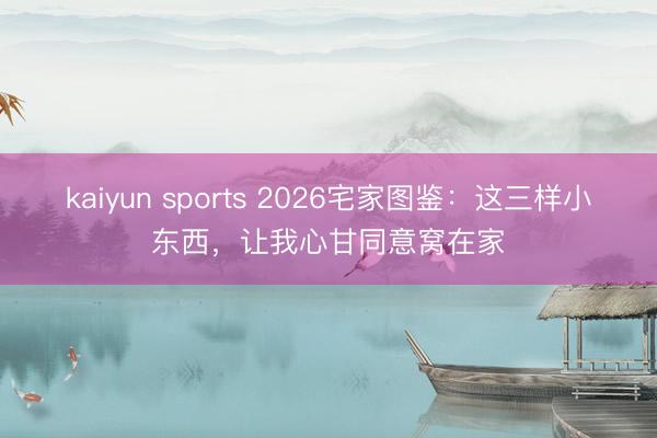 kaiyun sports 2026宅家图鉴：这三样小东西，让我心甘同意窝在家