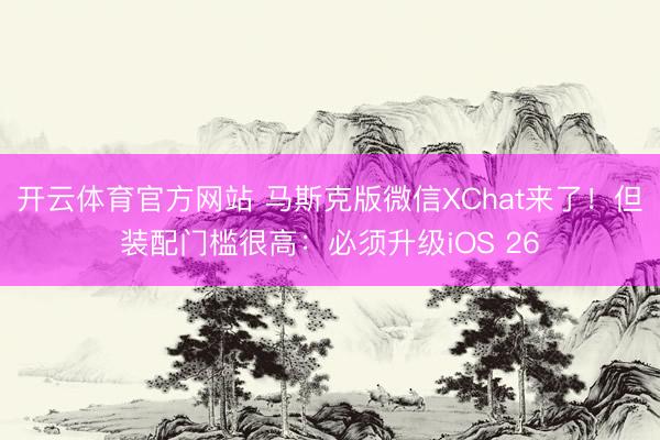 开云体育官方网站 马斯克版微信XChat来了！但装配门槛很高：必须升级iOS 26
