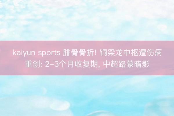kaiyun sports 腓骨骨折! 铜梁龙中枢遭伤病重创: 2-3个月收复期， 中超路蒙暗影