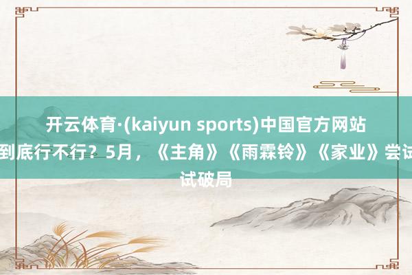 开云体育·(kaiyun sports)中国官方网站 长剧到底行不行?5月,《主角》《雨霖铃》《家业》尝试破局