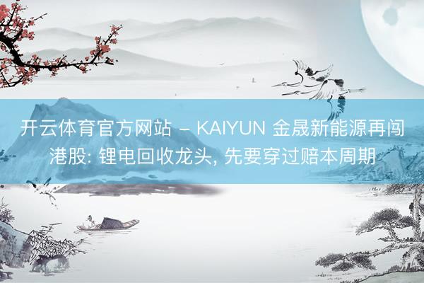 开云体育官方网站 - KAIYUN 金晟新能源再闯港股: 锂电回收龙头, 先要穿过赔本周期