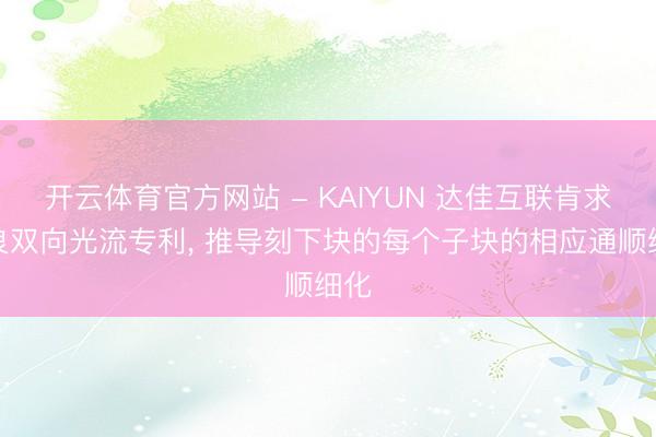 开云体育官方网站 - KAIYUN 达佳互联肯求改良双向光流专利， 推导刻下块的每个子块的相应通顺细化