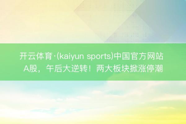 开云体育·(kaiyun sports)中国官方网站 A股，午后大逆转！两大板块掀涨停潮