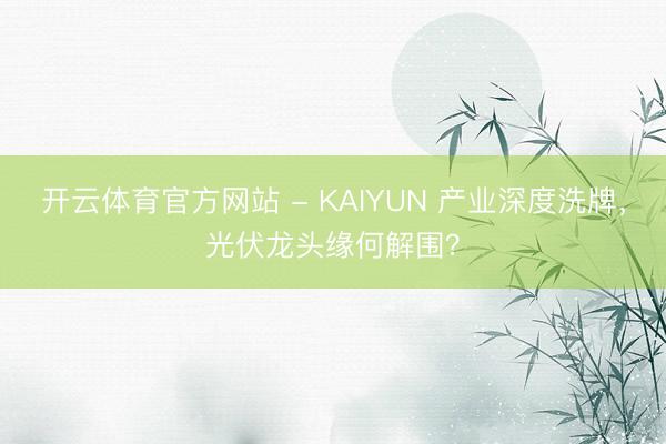 开云体育官方网站 - KAIYUN 产业深度洗牌,光伏龙头缘何解围?