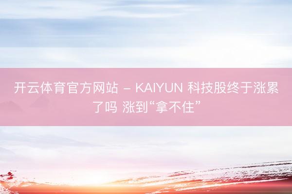 开云体育官方网站 - KAIYUN 科技股终于涨累了吗 涨到“拿不住”