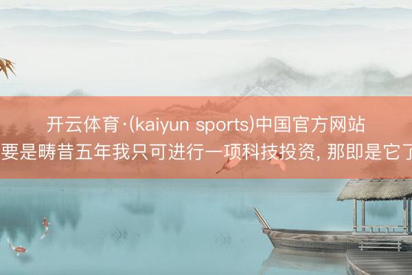 开云体育·(kaiyun sports)中国官方网站 要是畴昔五年我只可进行一项科技投资， 那即是它了