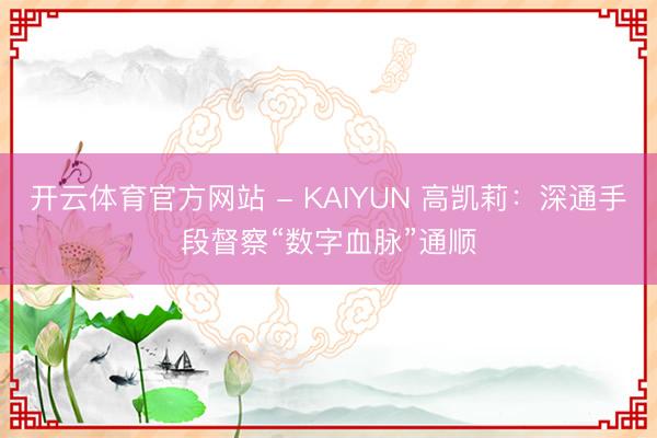 开云体育官方网站 - KAIYUN 高凯莉：深通手段督察“数字血脉”通顺