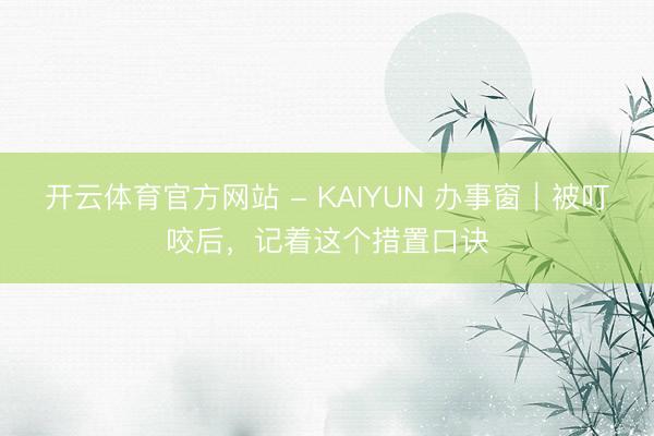 开云体育官方网站 - KAIYUN 办事窗|被叮咬后,记着这个措置口诀