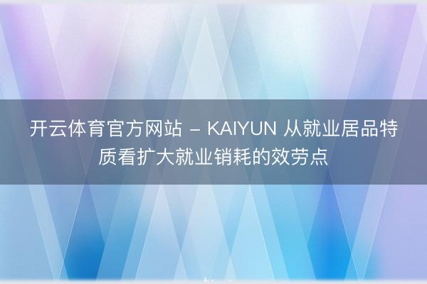 开云体育官方网站 - KAIYUN 从就业居品特质看扩大就业销耗的效劳点